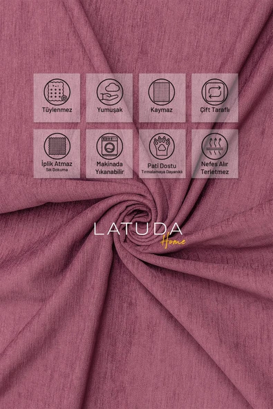 Kaymaz Koltuk Örtüsü Çift Taraflı Mikrofiber Şönil 175x350 cm XL- Rose – Kedi Köpek ve Çocuk Dostu - 3