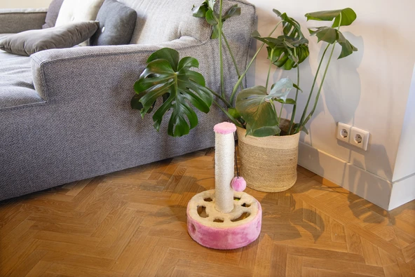 Beeztees Kedi Tırmalama ve Oyuncağı, Pembe, 27x27x40cm - Resim 7