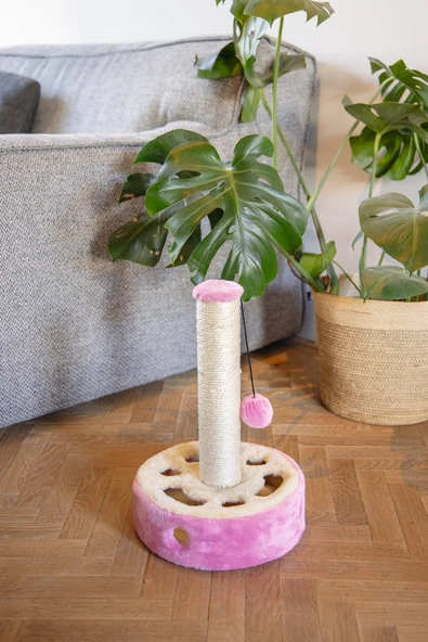 Beeztees Kedi Tırmalama ve Oyuncağı, Pembe, 27x27x40cm - Resim 5