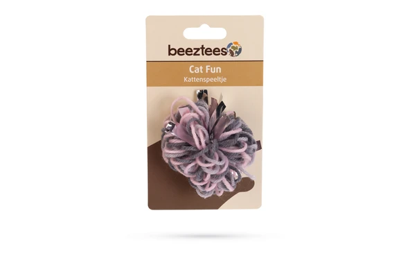 Beeztees Kedi Oyuncağı, Top, Yün, Pembe ve Gri, 7cm - Resim 2