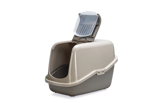 Beeztees Kapalı Kedi Tuvaleti, Koku Filtreli, Bej Gri, 56x39x39cm - Resim 2