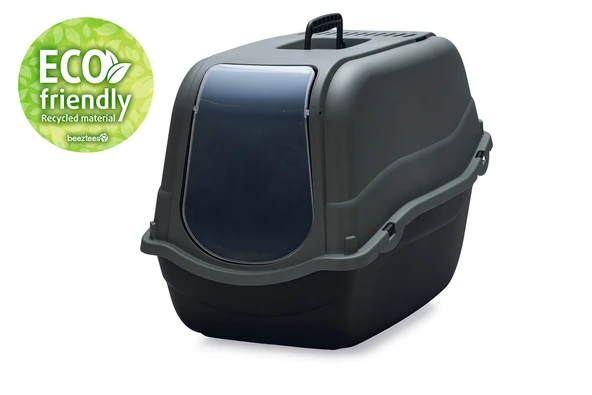 Beeztees Kapalı Kedi Tuvaleti, Koku Filtreli, Antrasit Koyu Mavi, 57x39x41cm - Resim 2