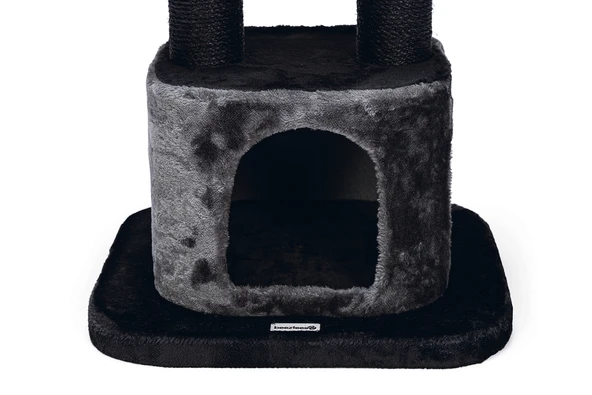 Beeztees Kedi Tırmalama ve Oyun Evi, Siyah/Gri, 50x50x120cm - Resim 7