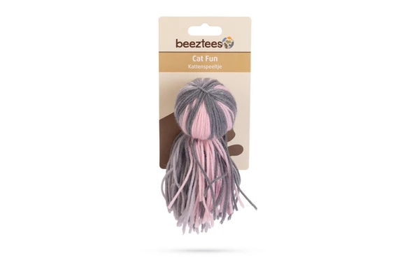 Beeztees Kedi Oyuncağı, Ahtapot, Yün ve Kurdela, Pembe ve Gri, 15x5x5cm - 2