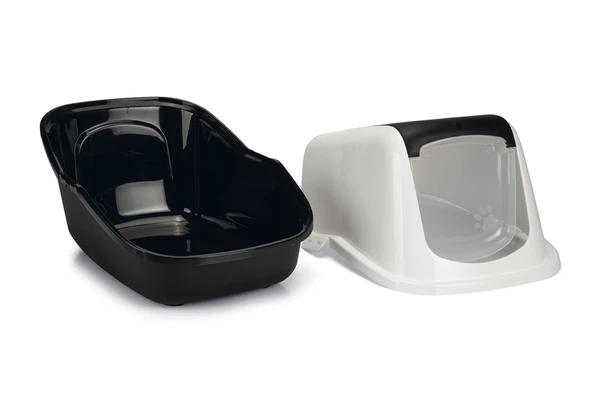 Beeztees Kapalı Kedi Tuvaleti, Koku Filtreli, Siyah Beyaz, 56x39x39cm - Resim 3