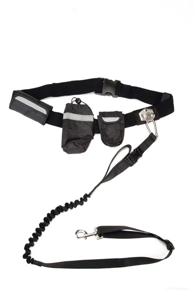 Beeztees Köpek Yürüyüş ve Koşu Şok Emicili Gezdirme Kayışı ve Bel Kemeri, Siyah, 100-130cm, 25mm