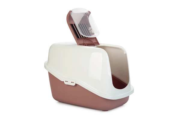 Beeztees Kapalı Kedi Tuvaleti, Koku Filtreli, Pembe Beyaz, 56x39x39cm - Resim 2