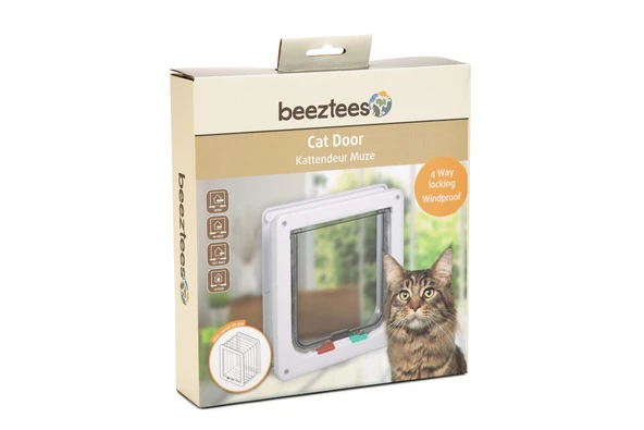 Beeztees Kedi Kapısı, Çift Yönlü, 4 fonksiyonlu, Beyaz, 23,5x25,2cm - Resim 2