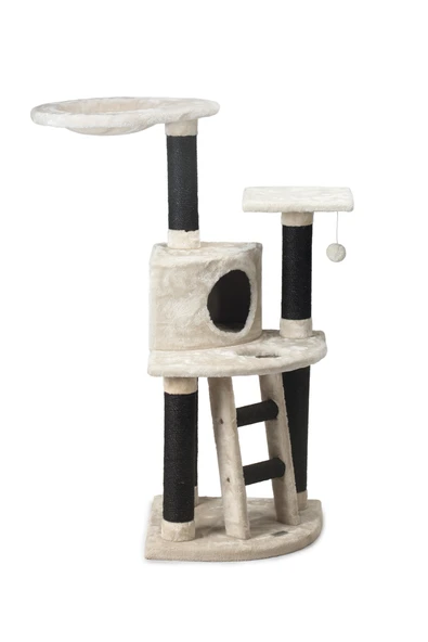 Beeztees Kedi Tırmalama ve Oyun Evi, Krem, 50x50x123cm