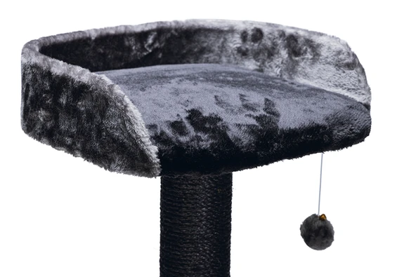 Beeztees Kedi Tırmalama ve Oyun Evi, Siyah/Gri, 50x50x120cm - Resim 11