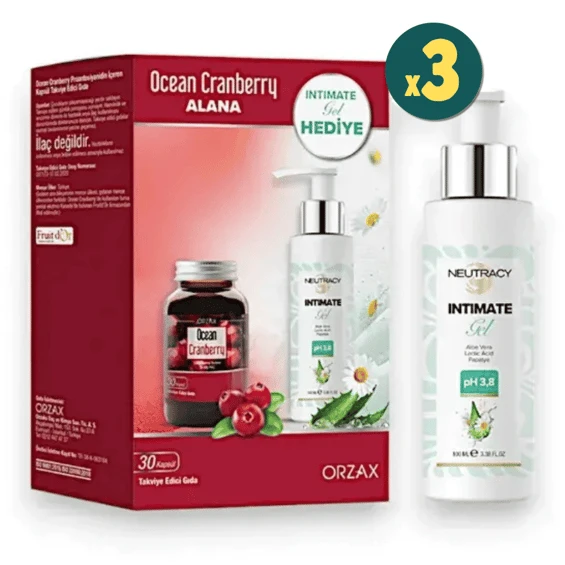 Ocean Cranberry Turna Yemişi Ekstresi 30 Kapsül + Neutracy İntim Jel 100 ml Hediyeli 4 Adet