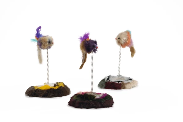 Beeztees Kedi Oyuncağı, Yaylanabilir Tüylü Fare 8cm, Çeşitli Renklerde, 14,5x14,5x28cm ürün görseli