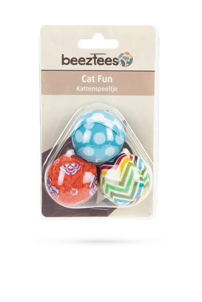 Beeztees Kedi Oyuncağı, Renkli Kumaş Top, 3 Adet, 4cm - Resim 2