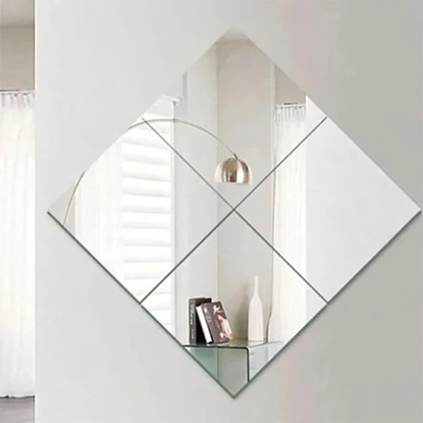 Dekoratif 8 Adet 25x25 Kare Akrilik Gümüş Pleksi Ayna - 2