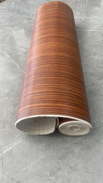 Renkli Duvarlar 45cm x 10 Metre 1 Rulo Folyo Yapışkanlı Kestane Ahşap Görünümlü Mutfak Duvar Kaplama Folyosu Kağıdı - Resim 6