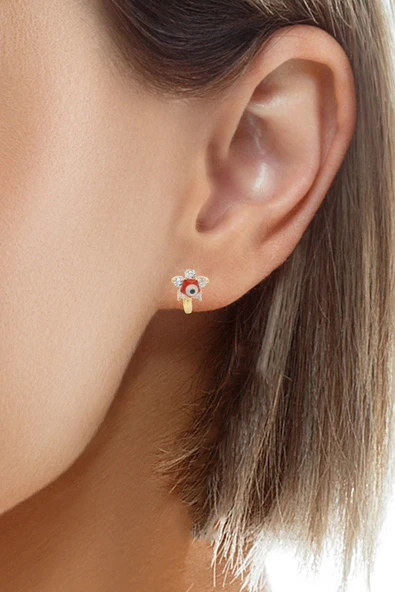 Cigold Taşlı Çocuk Küpesi 14 Ayar Altın 1.40 Gr OA-C1TB03029273 - 2