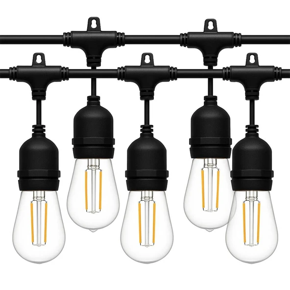 Ayt Ledx KB00001 5 li E27 Duy Sıralı 5 Metre Lamba Kablosu 5 Adet Duy İçerir Açık Hava Düğün Eğlence Alanı Aydınlatma