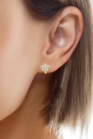 Cigold Taşlı Çocuk Küpesi 14 Ayar Altın 1.32 Gr OA-C1TB03029272 - 2