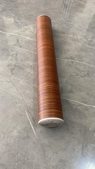 Renkli Duvarlar 45cm x 10 Metre 1 Rulo Folyo Yapışkanlı Kestane Ahşap Görünümlü Mutfak Duvar Kaplama Folyosu Kağıdı - Resim 4