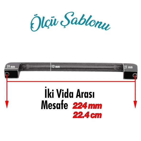 Mobilya Mutfak Dolap Çekmece Dolabı Kapak Metal Kulpu Kulbu Kulpları Gölcük 224 mm- ( 22.4 cm ) Füme - Resim 3