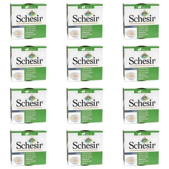 Schesir Jöleli Tavuk Fileto Yetişkin Kedi Konservesi 85 Gr (12 Adet)