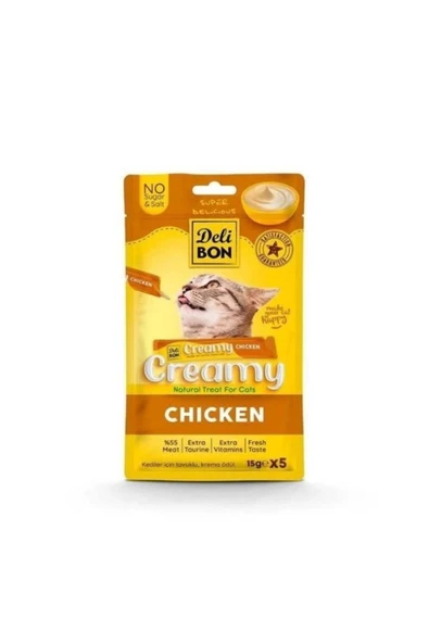 Creamy Tavuklu Sıvı Kedi Ödül Maması 5x15 gr