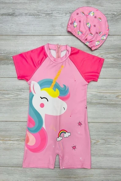 Kız Çocuk Fermuarlı Mayo Takımı 5-16 Yaş 12242 - 5