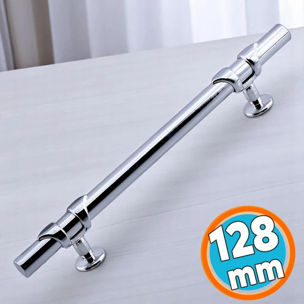 Mobilya Çekmece Mutfak Dolabı Dolap Kulpları Kulbu Kulpu Metal Kulp 128 mm -12.8 cm Krom Renk ürün görseli