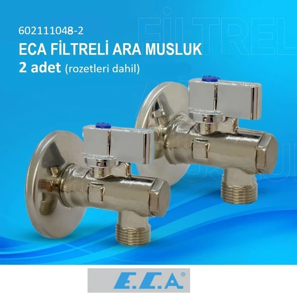 Eca 1/2" Filtreli Ara Musluk Krom Volanlı - 2 Adet (Rozet Dahil) 602111048-2 - 2