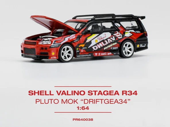 Pop Race 1/64 Nissan Shell Valino Stagea R34 Pluto Mok Driftagea