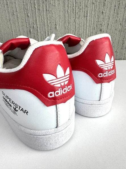 ADIDS SUPERSTAR ERKEK YAZILI SPOR AYAKKABI BEYAZ KIRMIZI - 3