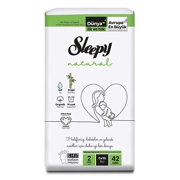 Sleepy Bebek Bezi Natural Beden:2 (3-6KG) Mini 42 Adet Jumbo Pk ürün görseli