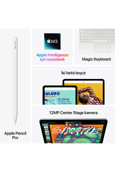 Apple İpad 13" iPad Air Wi-Fi + Cellular 128GB - Uzay Grisi (2 Yıl Türkiye Garantili) - 9