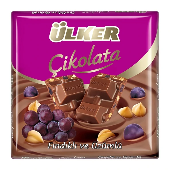 Ülker Çikolatalı Üzümlü Fındıklı Sütlü Kare 60gr