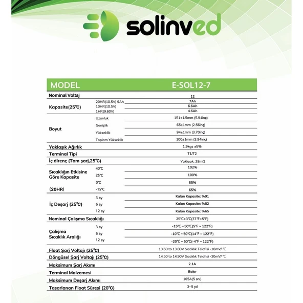 12V 7AH Ups Ve Alarm Aküsü 2 Yıl Garantili (10 ADET) - 6