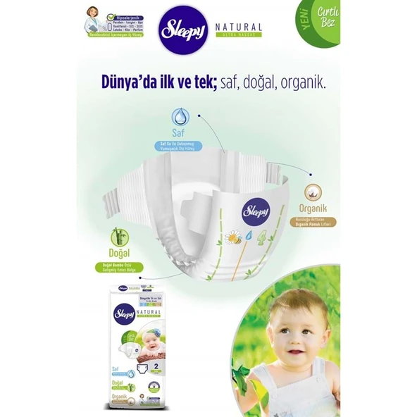 Sleepy Bebek Bezi Naturel Beden:2 (3-6Kg) Mini 420 Adet Jumbo Süper Mega Pk - Resim 4
