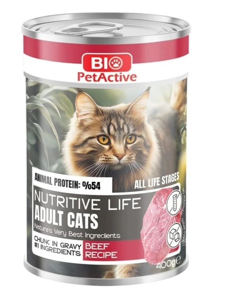 Bio PetActive Nutritive Life Sığır Etli  Kedi Konservesi 400 Gr