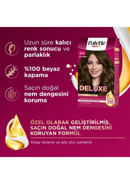 Palette Deluxe Saç Boyası Kalıcı Renkler 6-0 Koyu Kumral 50ml - Resim 7