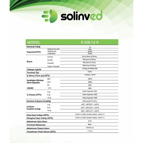 12V 9AH Ups Ve Alarm Aküsü 2 Yıl Garantili (10 ADET) - 6