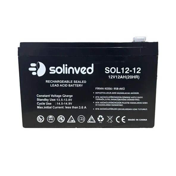 12V 12AH Ups Ve Alarm Aküsü 2 Yıl Garantili