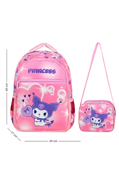 Waddell Pembe Kuromi Desenli İlkokul Çantası Beslenme Çantalı 25211