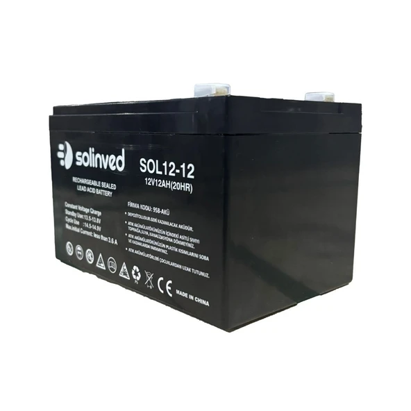 12V 12AH Ups Ve Alarm Aküsü 2 Yıl Garantili (10 ADET) - 4