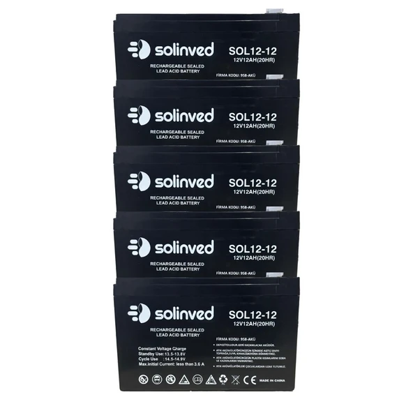 12V 12AH Ups Ve Alarm Aküsü 2 Yıl Garantili (5 ADET)