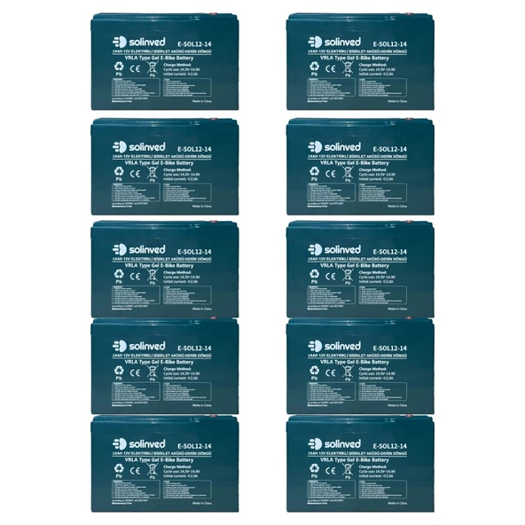 12V 14AH VRLA Tipi Elektrikli Bisiklet Aküsü 2 Yıl Garantili (10 ADET)