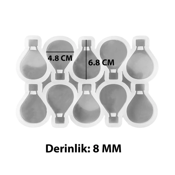 Epoksi Silikon Kalıp Çoklu Kapadokya Balonu Magnet Dolap Süsü Kalıbı 10 Lu 6.8 CM - 4