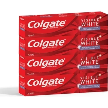 Colgate Vısıble White 75ml Beyazlık Koruma Paket 4lü 1adet diş fırçası kabı hediye