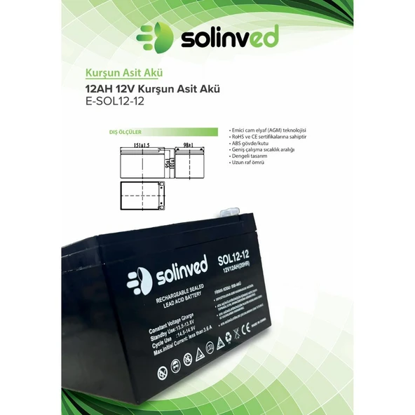 12V 12AH Ups Ve Alarm Aküsü 2 Yıl Garantili (10 ADET) - 7