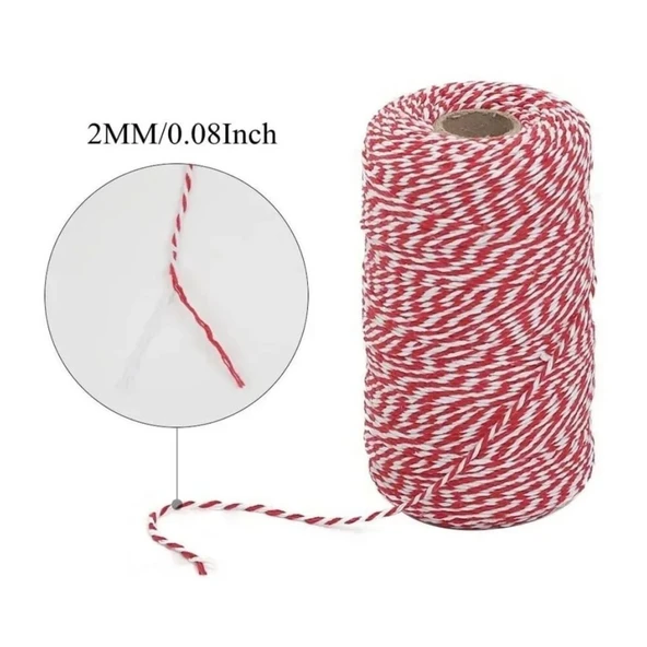 Bileklik İp Beyaz Kırmızı Şans Bilekliği İpi 2 MM (200 GR) - Resim 2