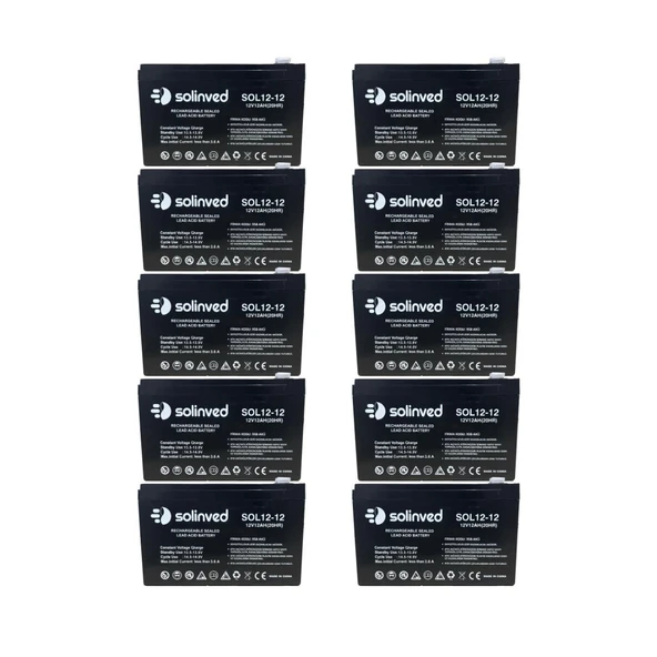 12V 12AH Ups Ve Alarm Aküsü 2 Yıl Garantili (10 ADET)