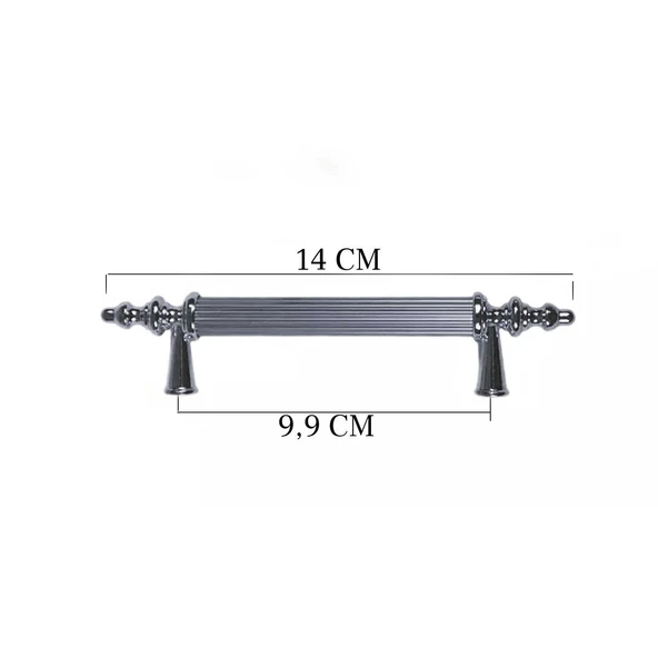 Kulp Silindir Çizgili  Plastik  Model 14 CM (2 Adet)  Gümüş